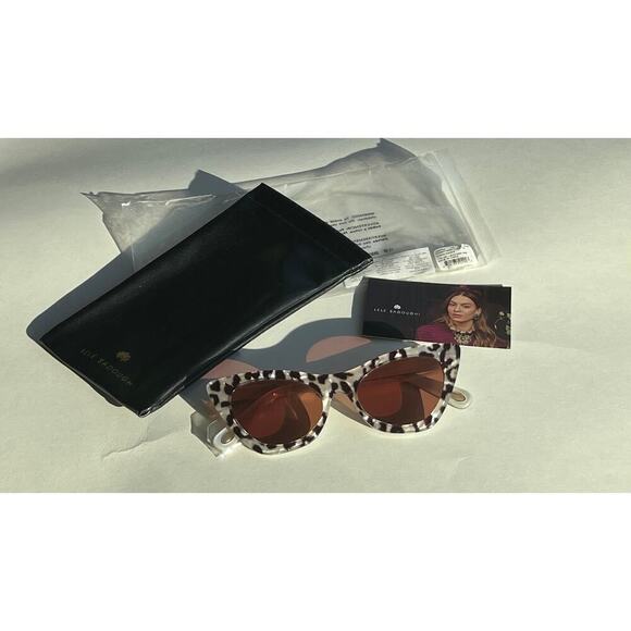 Lele Sadoughi Leopard Cat-eye UV Sunglasses Gold Logo - Picture 8 of 15